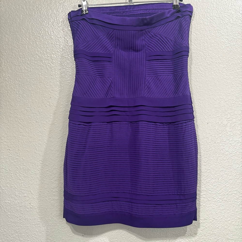 New Diane Von Furstenberg Purple Silk Mini Strapless Dress Size 12 - Picture 5 of 14